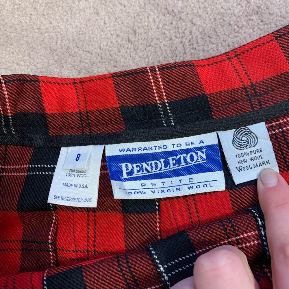 Pendleton | Vintage Red Plaid pleated Midi Skirt - Picture 3 of 7